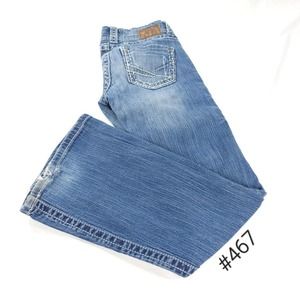 BKE Stella Flair Button Zip Denim Medium Wash Jeans Womens Size 27 Blue